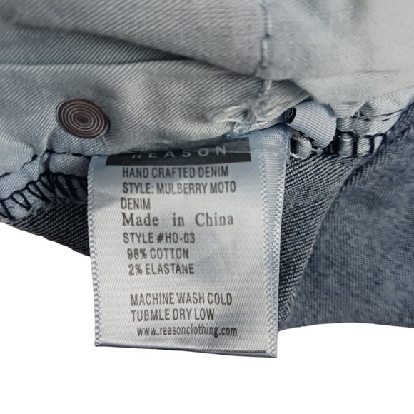 Reason Hip Hop Jeans Mens Sz. 36 Acid Wash Distressed Graphic Patches Zi… - Picture 7 of 9